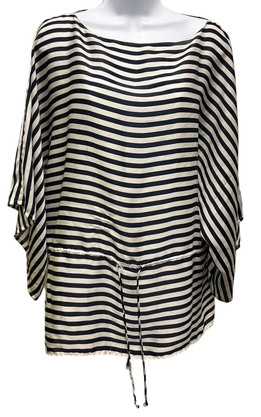 CHAPS Women's Nautical Striped Drawstring Blouse - Size M